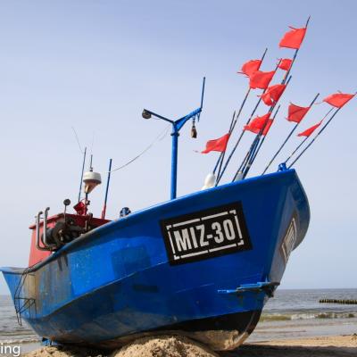 Wolin Fischkutter Am Strand Von Misdroy 2017